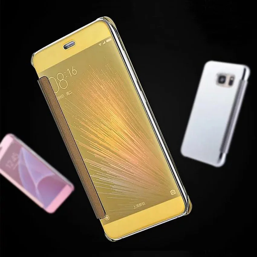 Asuwish Роскошные Clear View Флип Чехол Для Сяо mi 5 Redmi Note 3 Pro мм 150 красный 4 премьер жесткий