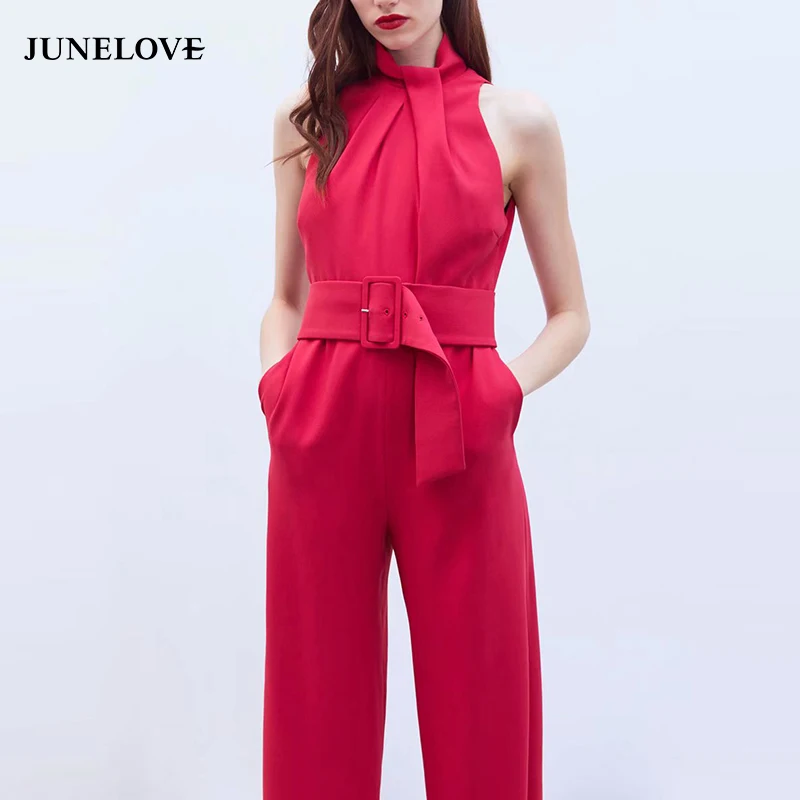 JuneLove Для женщин Летняя Блузка на бретелях свободный спортивный костюм Винтаж