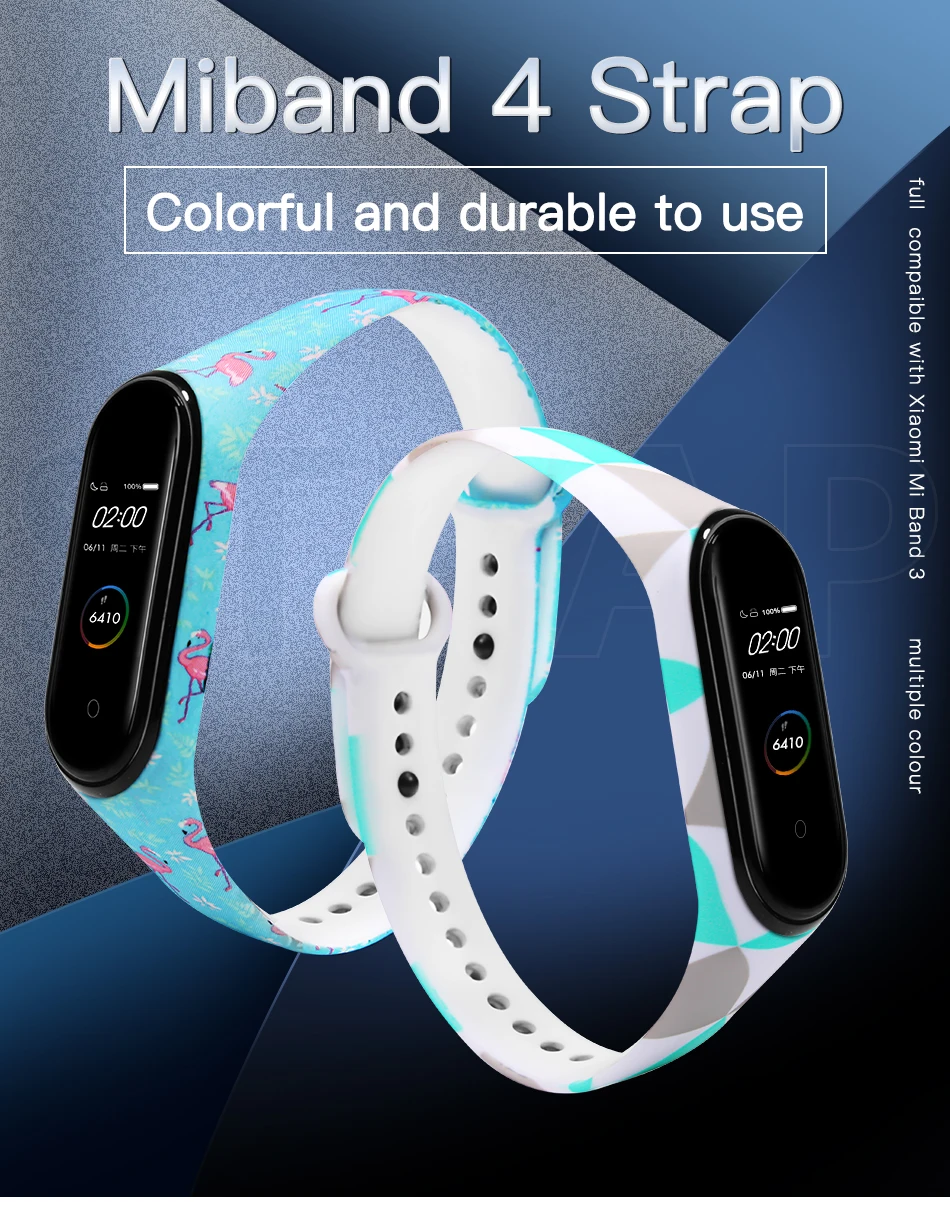 BOORUI новейший mi band 4 ремешок водонепроницаемый силиконовый ремень с цветами mi band 4 аксессуары сменный ремешок для xiaomi mi 4