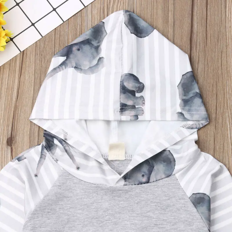 2019 осенне-зимний костюм для новорожденных девочек и мальчиков топ с капюшоном в