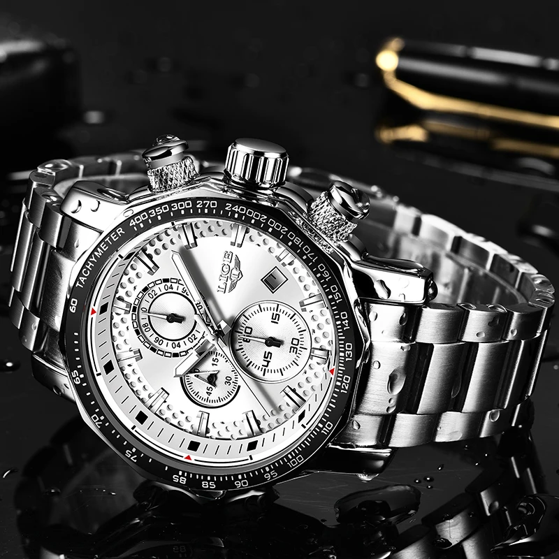 LIGE часы мужские модные спортивные кварцевые Топ Бренд роскошные серебряные все