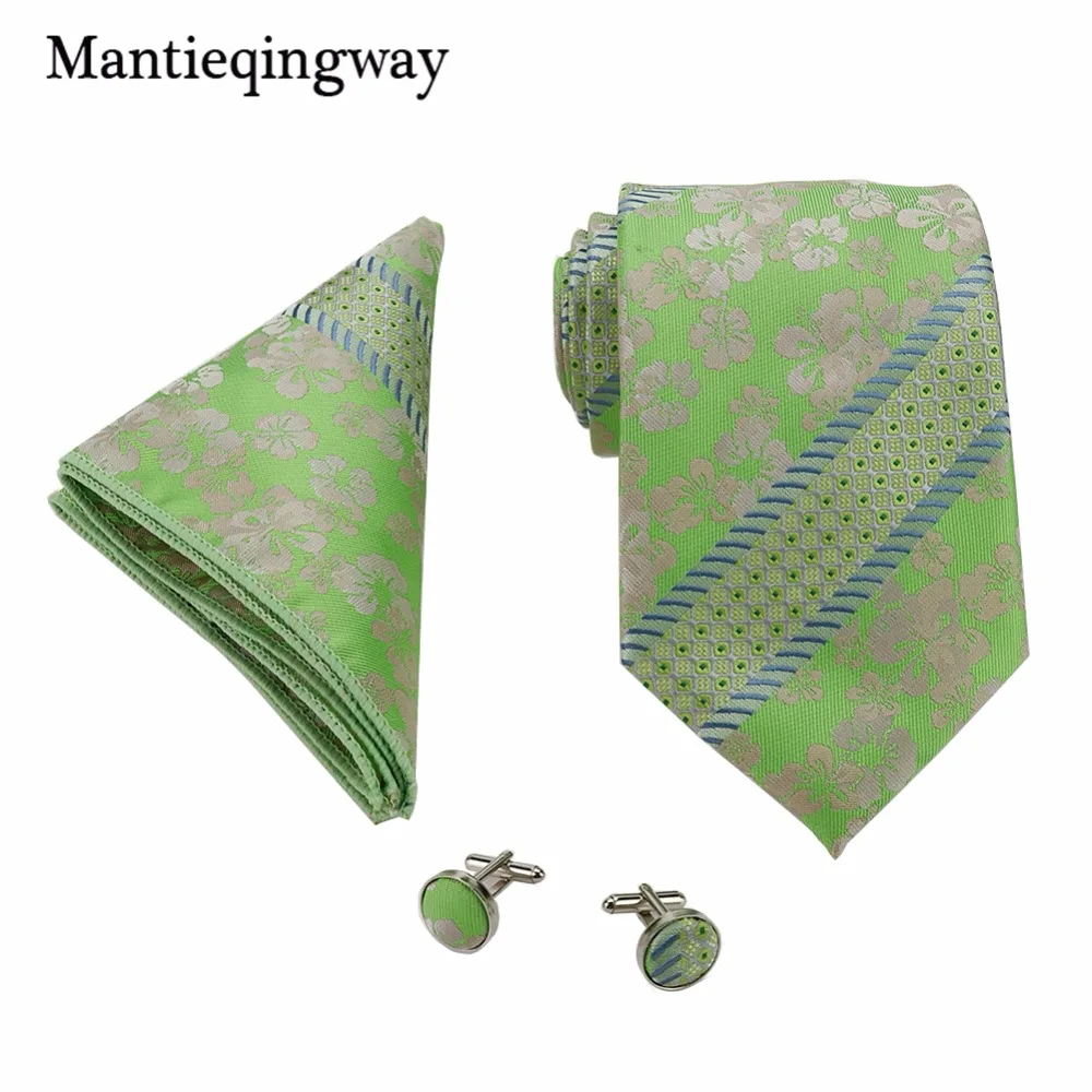 Mantieqingway 20 цветов галстук Hanky запонки наборы для мужчин полиэстер Пейсли Цветочные шеи галстук мужской, карманный, квадратный платок