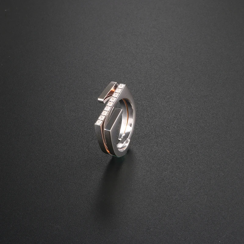 Фианит серебряного цвета кольца для женщин из нержавеющей стали Мужской Палец