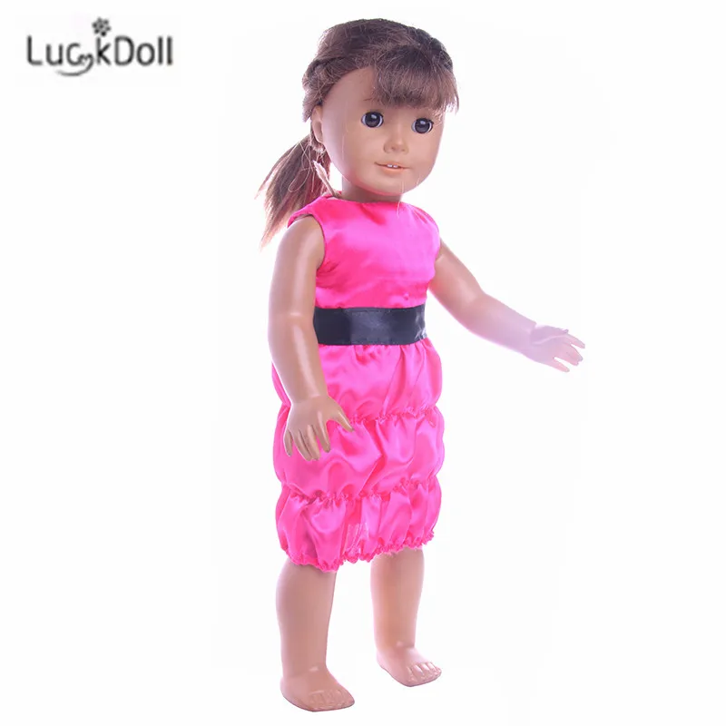 Набедренное платье LUCKDOLLFashion с росерованной сумкой подходит для 18-дюймовых