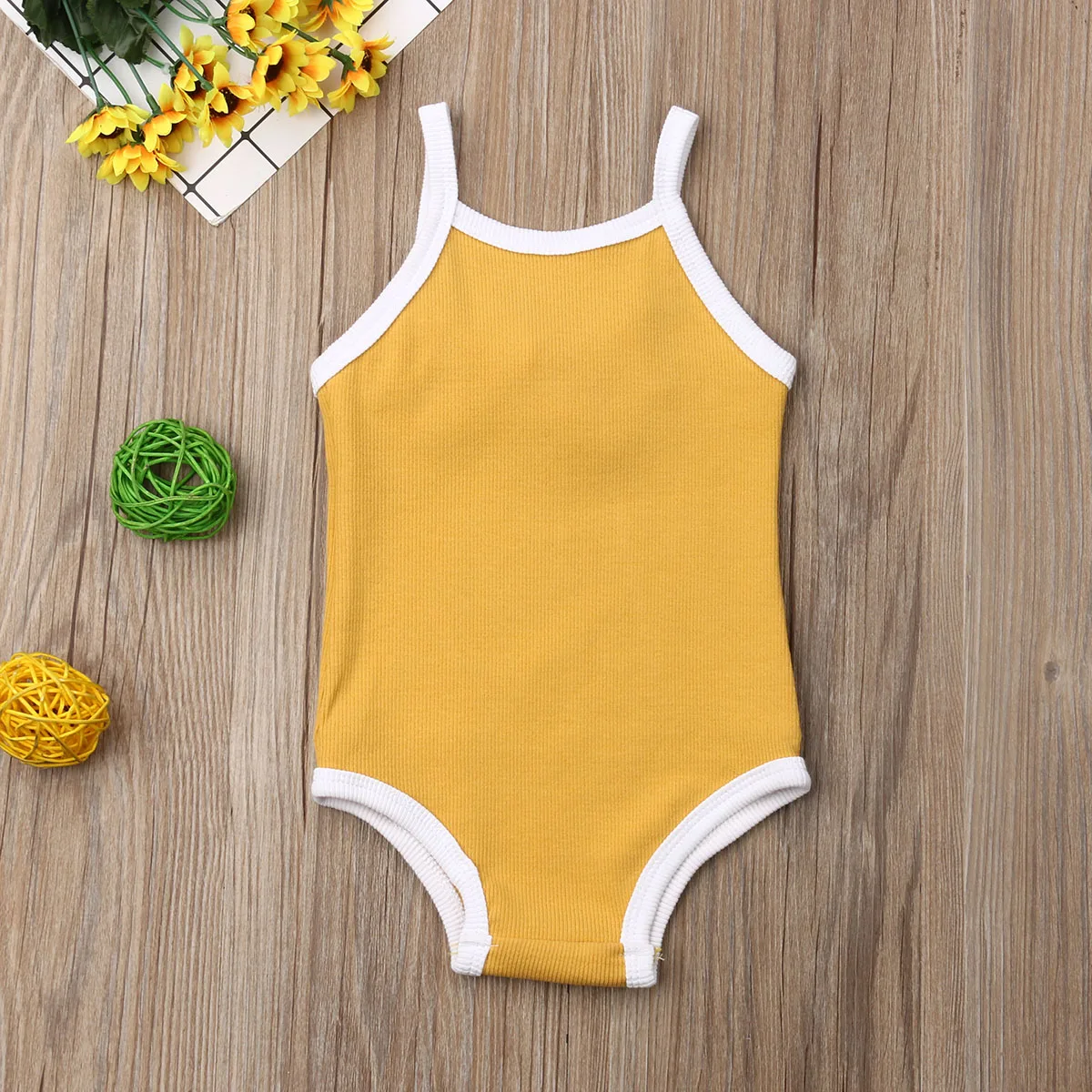 Pudcoco/летнее боди для маленьких девочек Комбинезоны без рукавов Однотонная