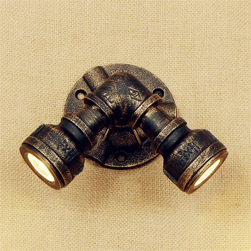 Американский Лофт железная водопроводная лампа LED Бра с двойной головкой