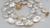 super big 17mm baroque white keshi reborn pearl necklace