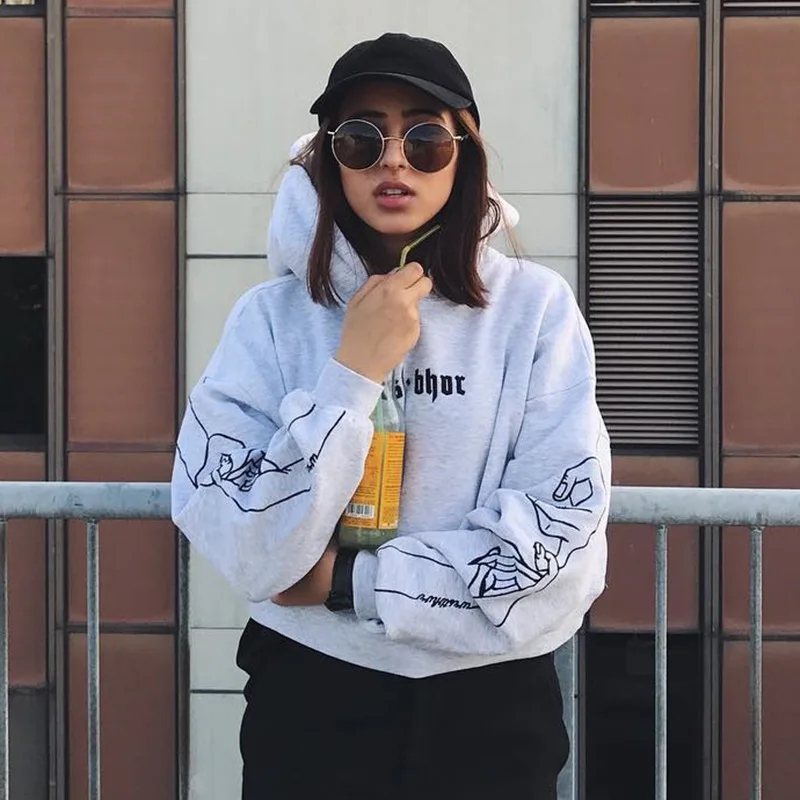 2018 осень-зима женские новые свитшоты Bts Harajuku с вышивкой надписями большой Размеры