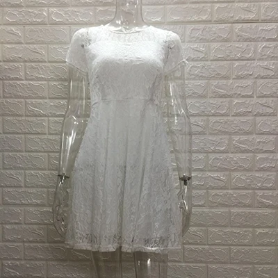 white dress Сексуальное Кружевное мини-платье для женщин, летнее повседневное женское платье с коротким рукавом и принтом размера плюс 5XL, элегантные вечерние платья в стиле ретро для женщин - Цвет: white dress