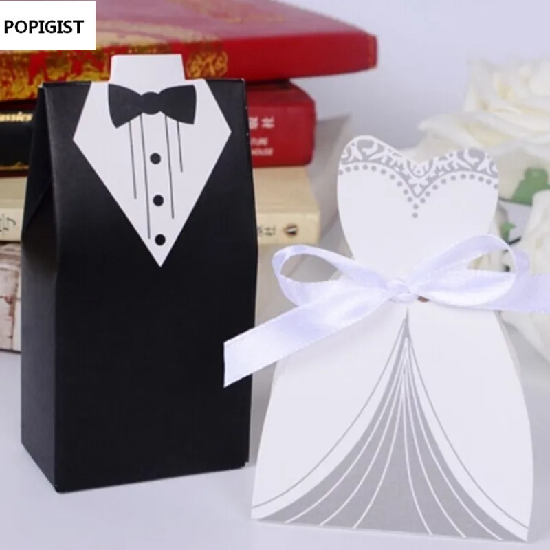 

Bride And Groom Wedding Candy Box Gift Favour Boxes Wedding Bonbonniere Event Party Supplies With Ribbon 100