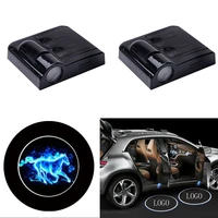 2x wireless led car door projector lights auto courtesy welcome logo shadow lamp laser projection magnet sensor fire horse logo