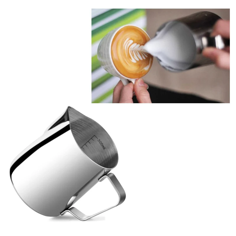 Нержавеющая сталь Кофе Молоко Латте лягушка кувшин эспрессо Потяните цветок