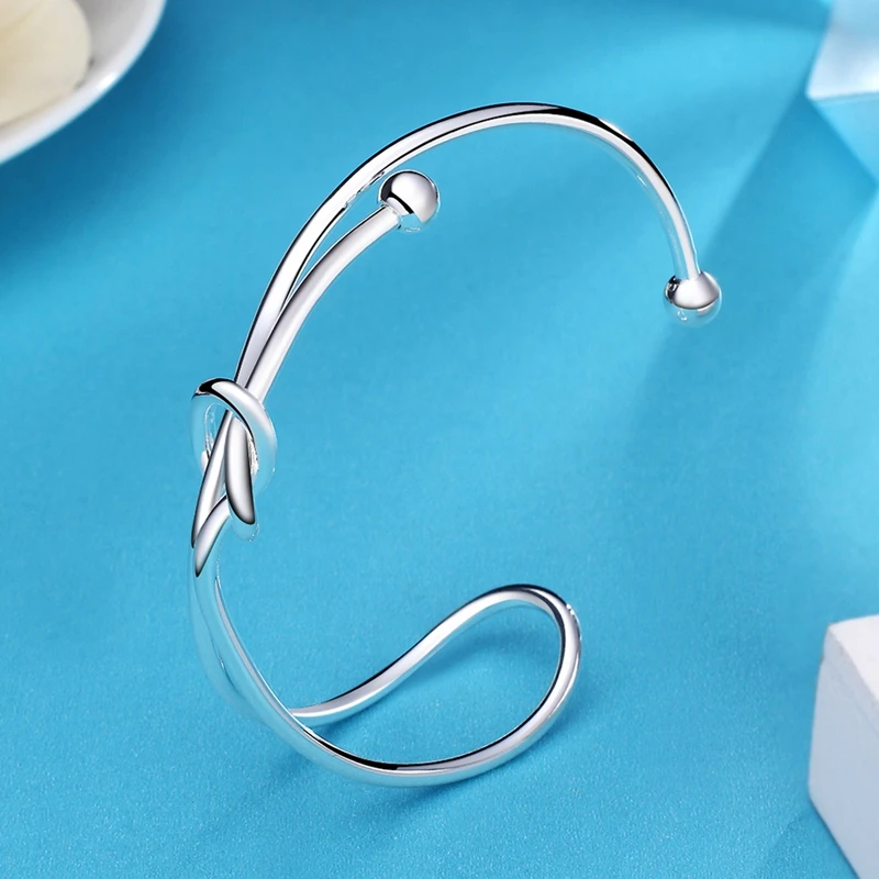 LSB289 New Fashion Silver Knot Open Adjustable Thin Bracelet &amp Bangle Women Jewelry Hot Female Gift Simple Designer Bijoux Items |