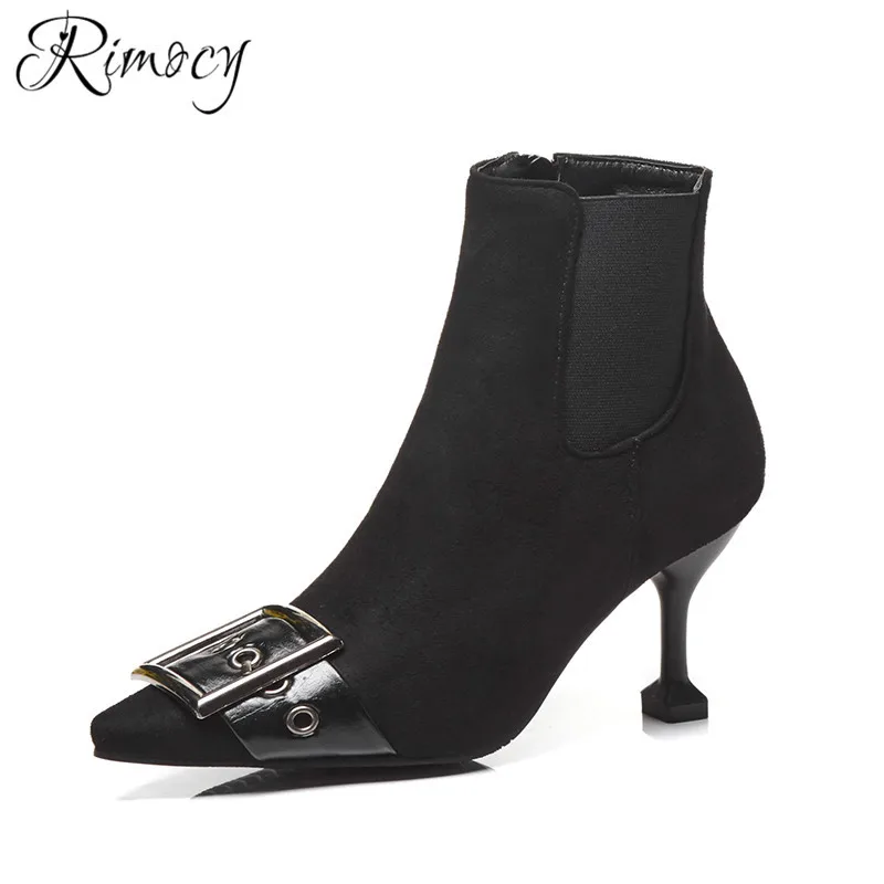 RIMOCY/2019 г. Новые весенние сапоги на шпильках botines mujer armygreen botas femme острый носок