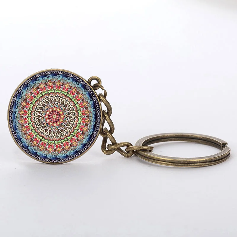 Модный брелок мандалы для йоги чакра Арт Zen религиозная цепочка ключей подвески