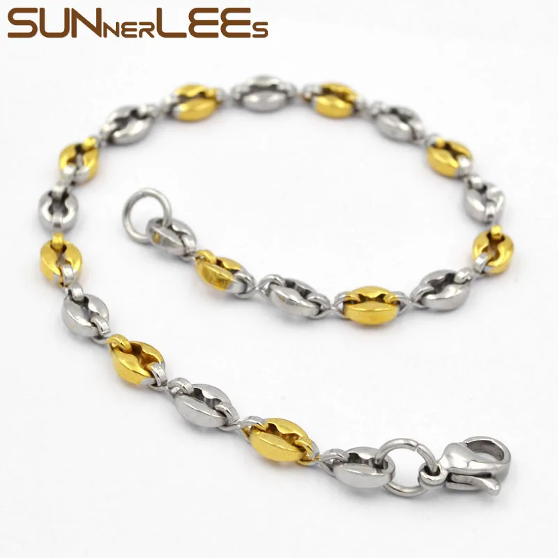 SUNNERLEES модные ювелирные изделия 4 мм Мужские и женские кофейные зерна звенья цепи