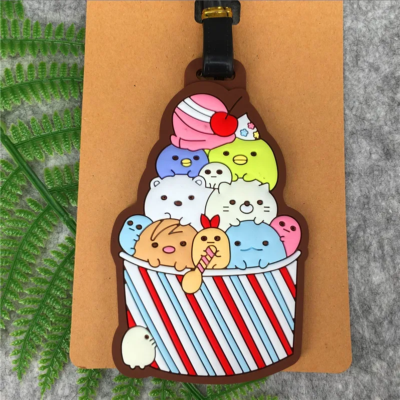 2018 Mala Japanese Cartoon Series Corner Biological Ice Cream Shape Pvc Soft Plastic Luggage Tag Bag Pendant Travel Accessories | Багаж и