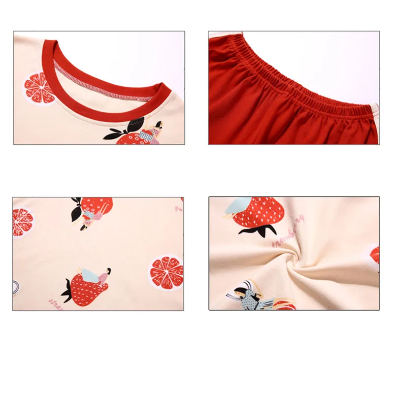 Короткий пижамный комплект с принтом клубники для женщин 2 в 1 хлопковые пижамы