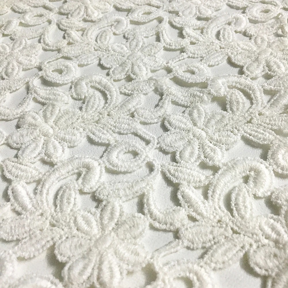 

200yard/lot Cotton Lace Fabric White 7 Flower Petals Water Soluble Embroidery Border Lace Soft Dry Accessories DHL Shipping Diy