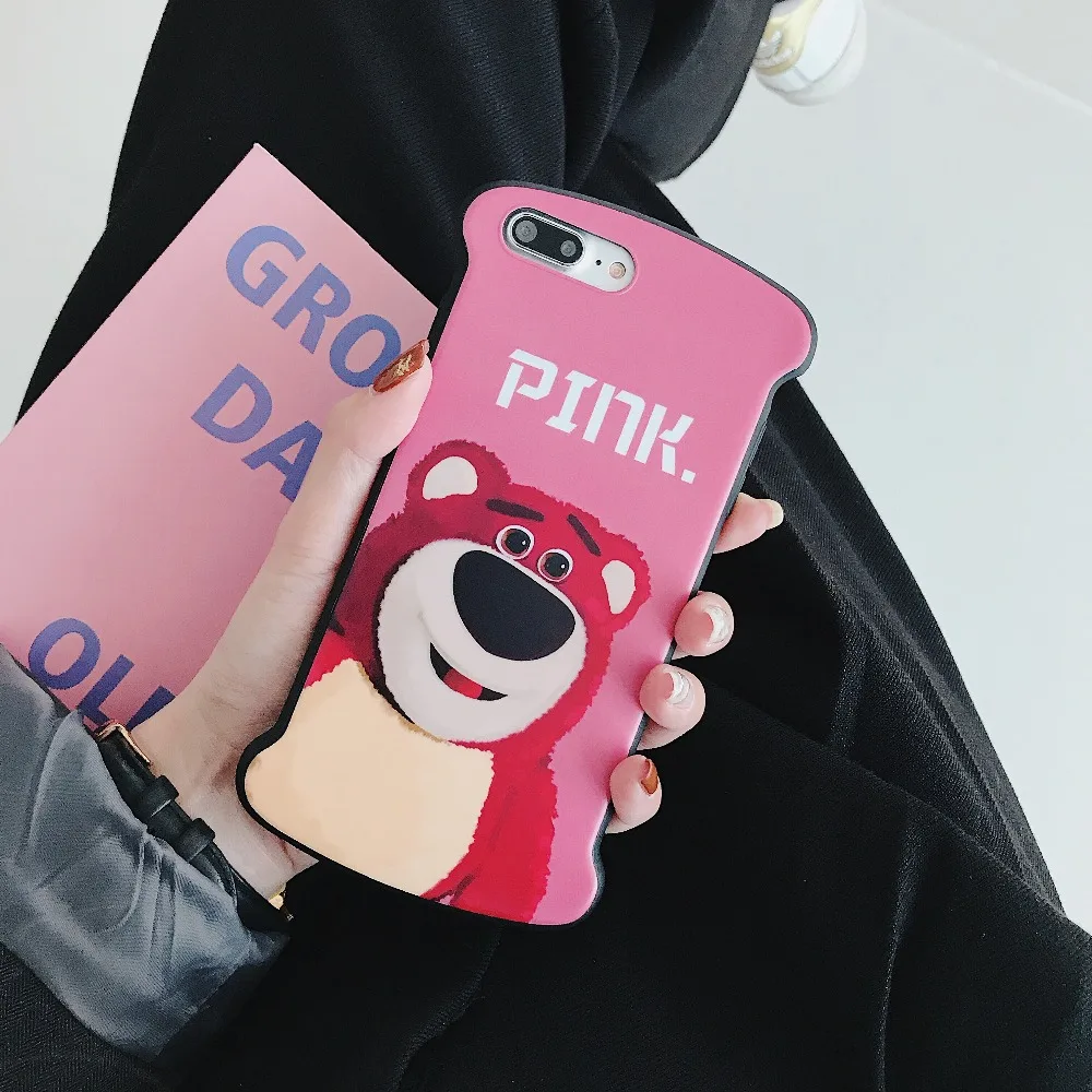 GlamPhoneCase мультфильм пара клубника медведь чехол для iPhone X Xs Max XR 8 7 простой мягкий
