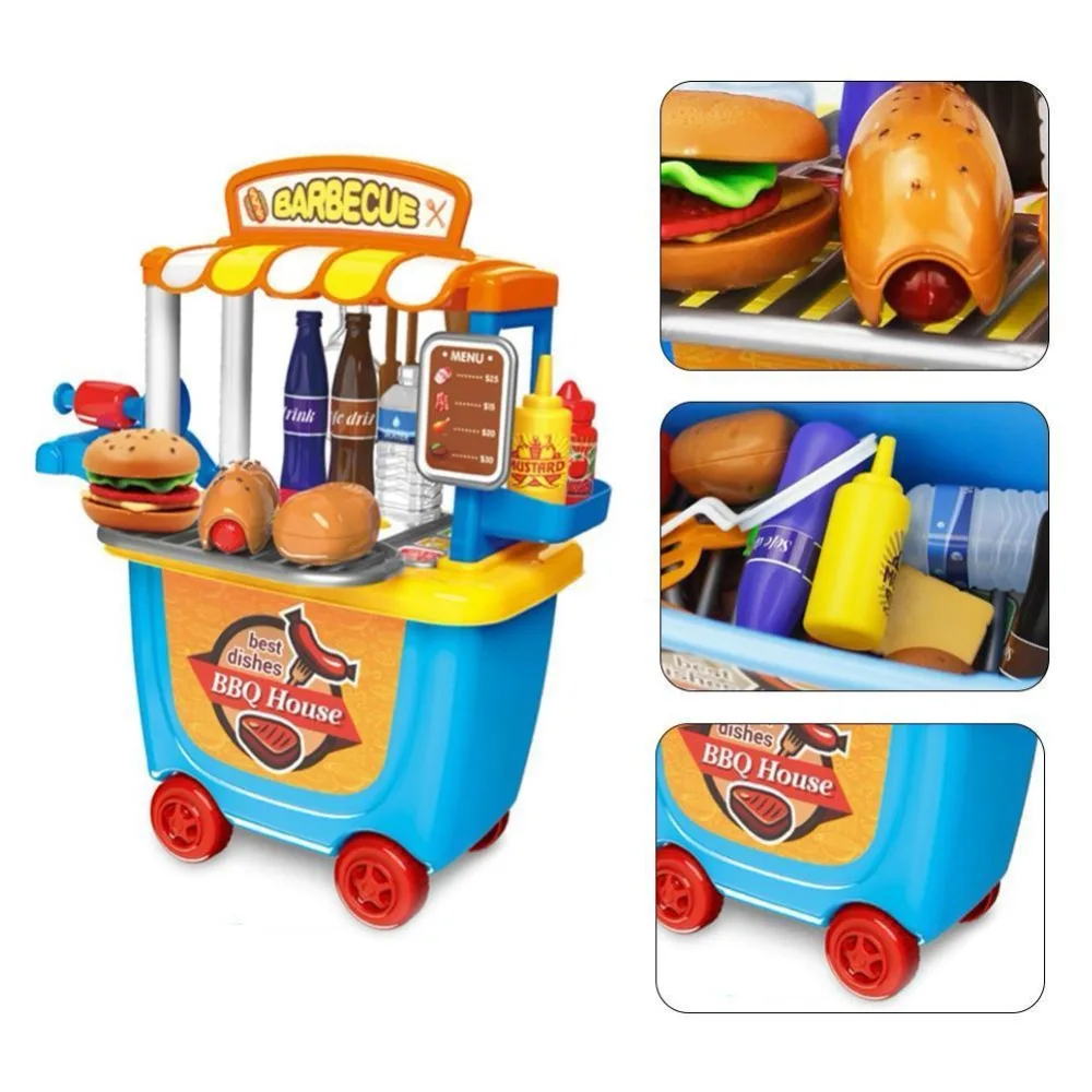 Pretend Play Toy Set BBQ Ice Cream Cart Shop Supermarket House Kids Role Fun |
