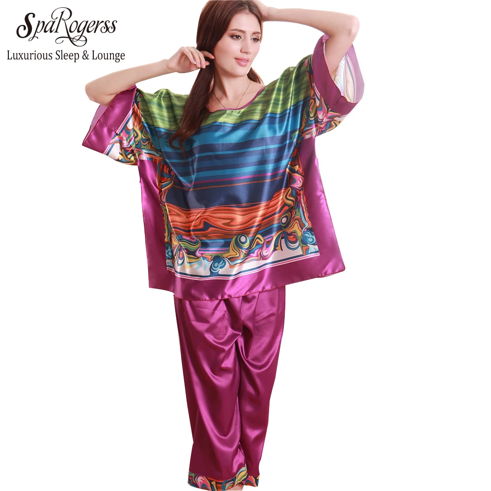 SpaRogerss Для женщин Пижама атласная Горячая из искусственного шелка леди пижамы