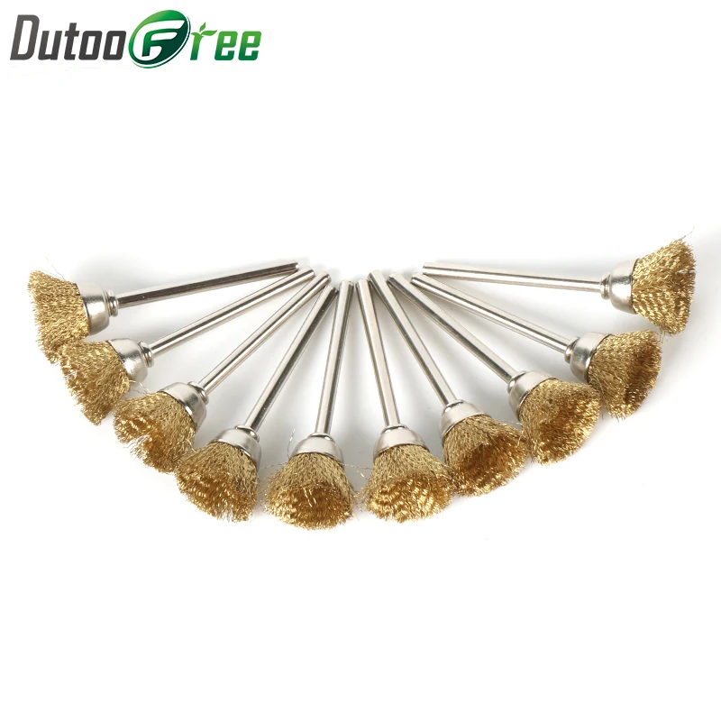 Dutoofree 10pcs Brass Wire Brushes Dremel Accessories For Rotary Tools Shape Diameter 15mm Shank 3mm Tool | Инструменты