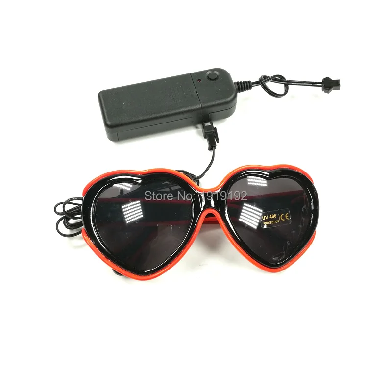 Новые модные красочные светящиеся солнцезащитные очки в форме сердца для