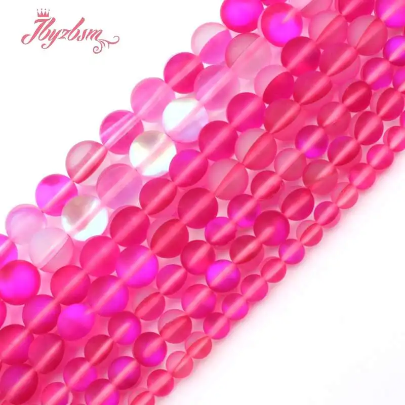 

6,8,10,12mm Frost Round Purple Rainbow Austria Crystal Synthesis Glitter Stone Bead For Necklace Jewelry Making 15"Free Shipping
