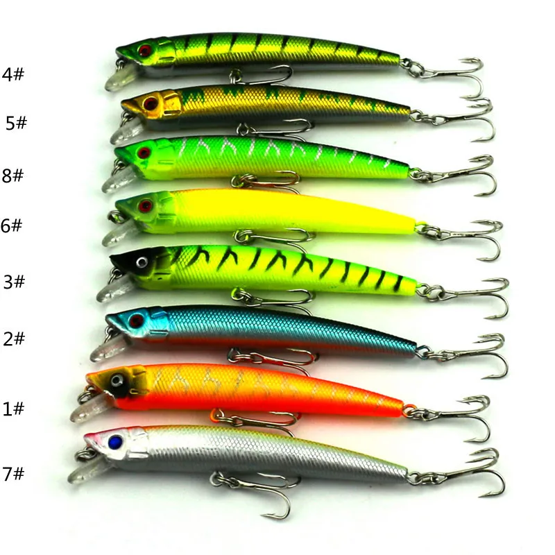 

Высокое качество 8 шт. Minnow 9,5 см/7,3G/6 # крючки приманки из твердого пластика рыболовные приманки 8 цветов Av