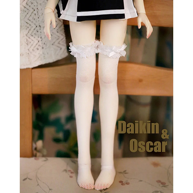 Bjd куклы аксессуары куклы носок для 1/3 1/4 1/6 1/8 1/12 12 дюймов куклы в полоску носки с кружевными бабочками чулки - Цвет: Белый