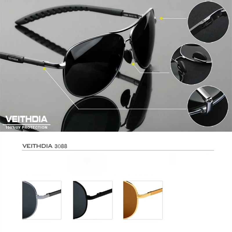 Фото Мужские, женские, мужские солнцезащитные очки VEITHDIA, поляризационные, UV400, фирменный дизайн, для вождения на открытом воздухе, спортивные, вел... №5