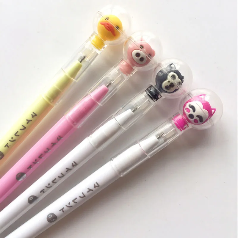 3X Kawaii космические животные лиса для разделывания свиньи, утки гелевая ручка роллербол ручка студенческий канцелярский школьный офисный поставка черные чернила 0,5 мм