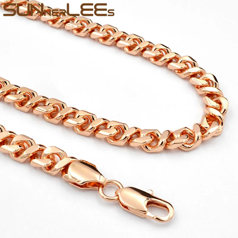 Браслет и ожерелье цвета розового золота 7 мм 8 дюймов|necklace bracelet set|necklace braceletcurb cuban |