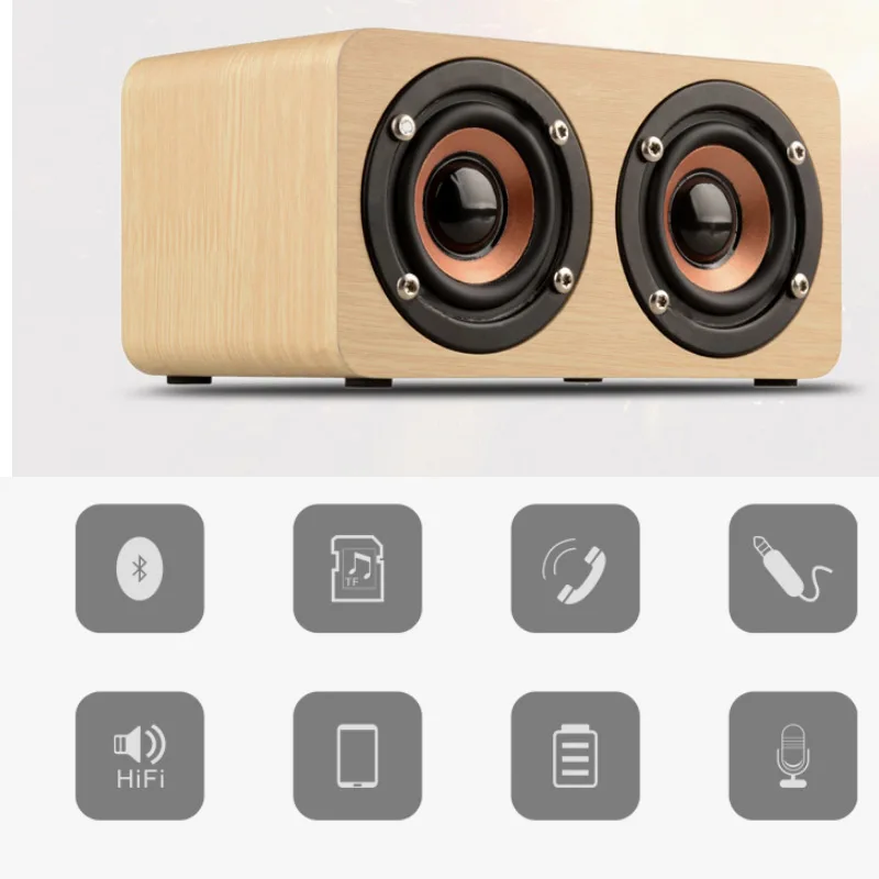 2019 горячие портативные беспроводные Bluetooth колонки деревянный двойной пассивный