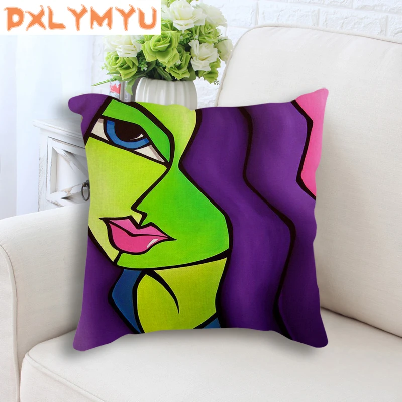 

Exaggerated Woman Oil Painting Printed Cover Decorative Pillowcase Back Pillow Case 45*45cm Pillow Cover Drop shipping
