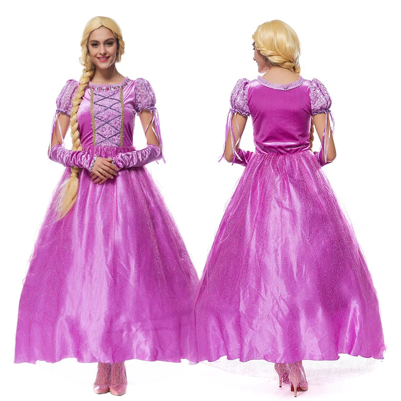 

Princess Costumes for Women Rapunzel Halloween Sexy Adult Party Cosplay Fancy Dress+Sleeves Carnival Fairytale Tangled Costume