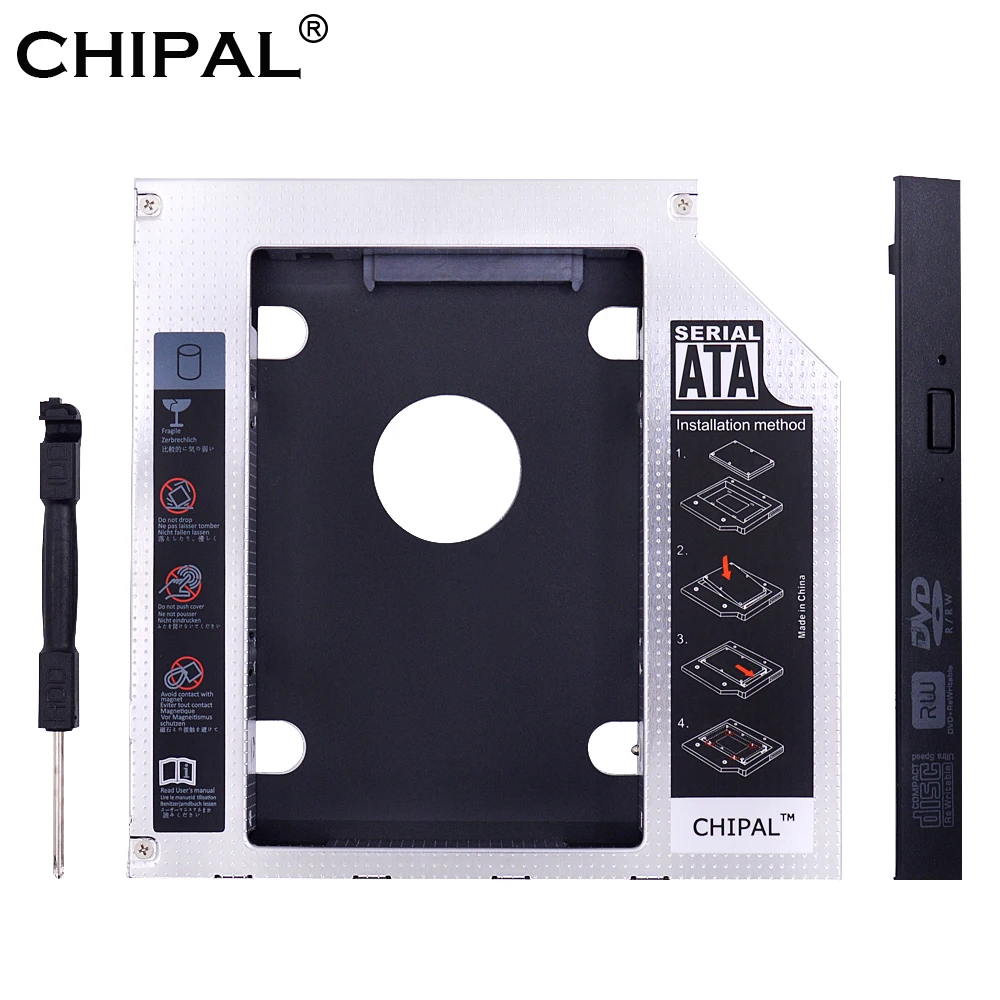 CHIPAL Алюминий SATA 3 0 второй 2nd HDD Caddy 12 7 мм для 2 5 дюймов 2т SSD чехол жесткий диск