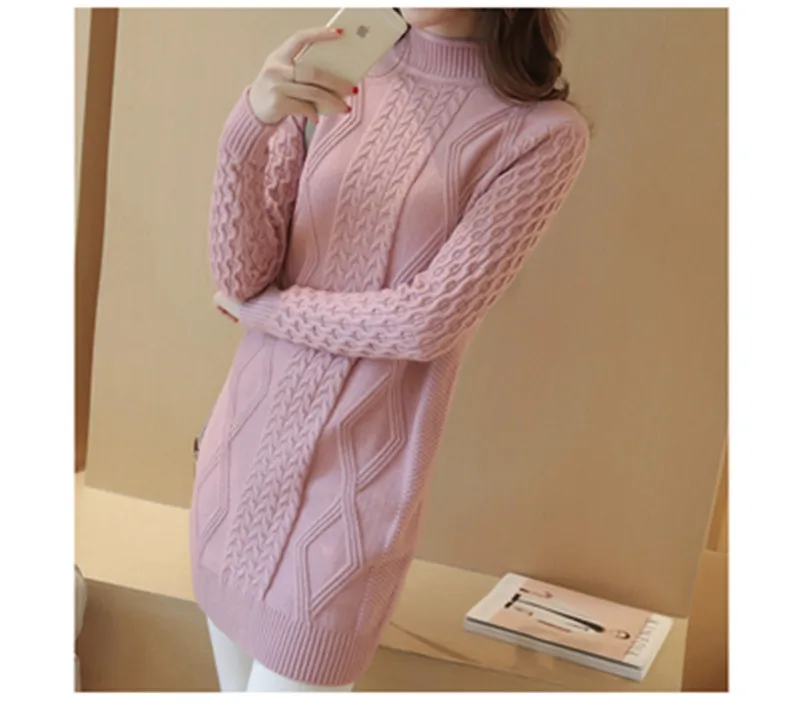 New 2018 Autumn Long Women Knitted Sweater Casual Sleeve Solid Women's Sweaters Clothes Pullovers Fashion Jumper pull femme | Женская
