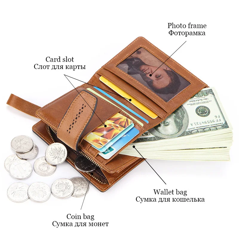 RFID Women Genuine Leather Wallet Male Cow Ladies Wallets Card Holders Classic Hollow Female Men With Coin Pocket | Багаж и сумки