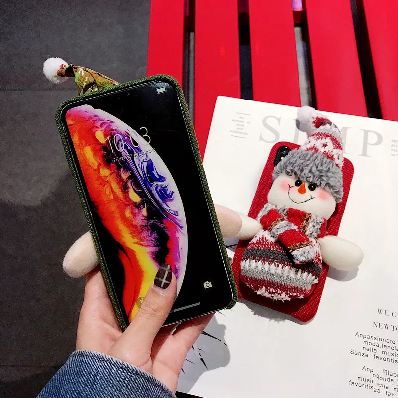 Хлопковая льняная одежда чехол для телефона iPhone XS MAX XR Рождественская Кукла