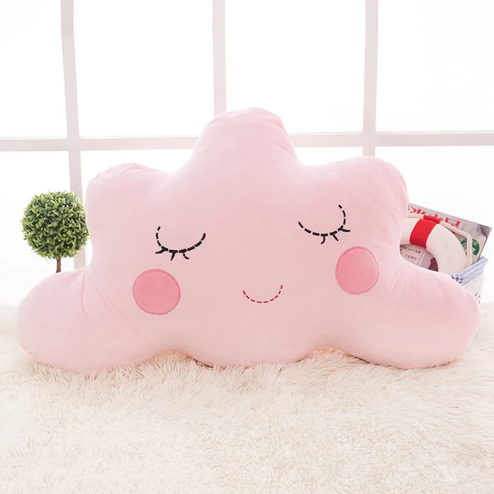 Pink Детская подушка с облаками и смайликами, подушка для детской комнаты, детская подушка для сна с защитой головы, Подушка для кормления - Цвет: Pink