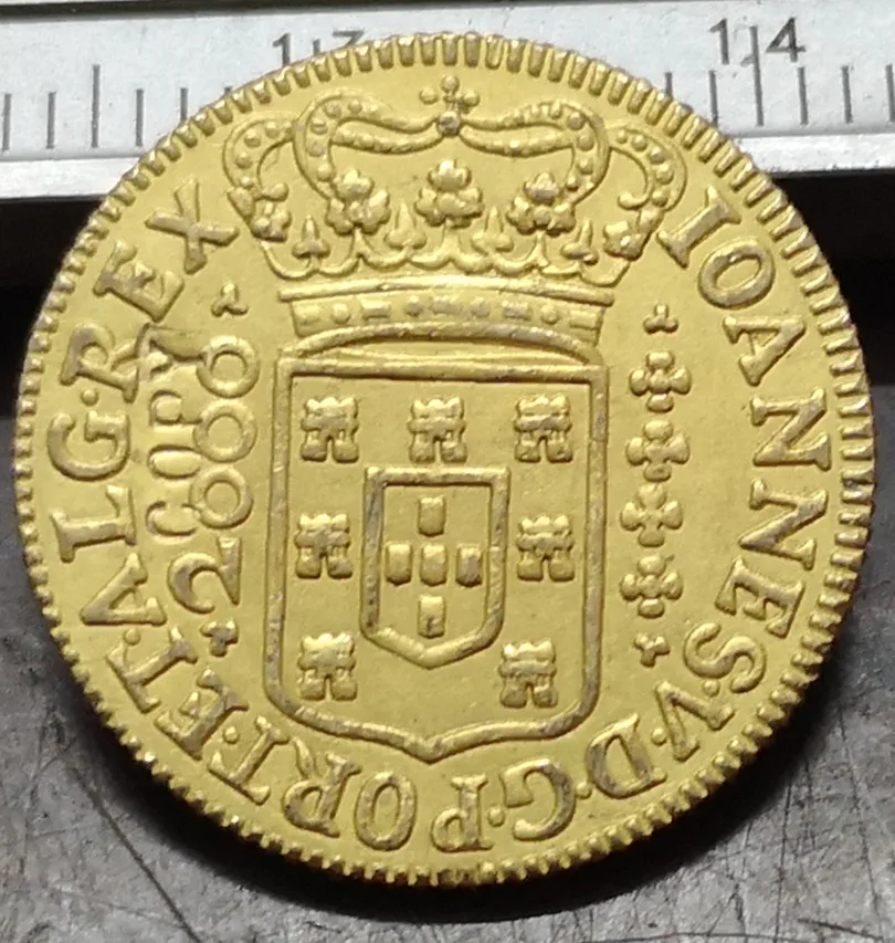 

1720 БРАЗИЛИЯ 2000 рейс-джоао V копия золотой монеты 22 карата