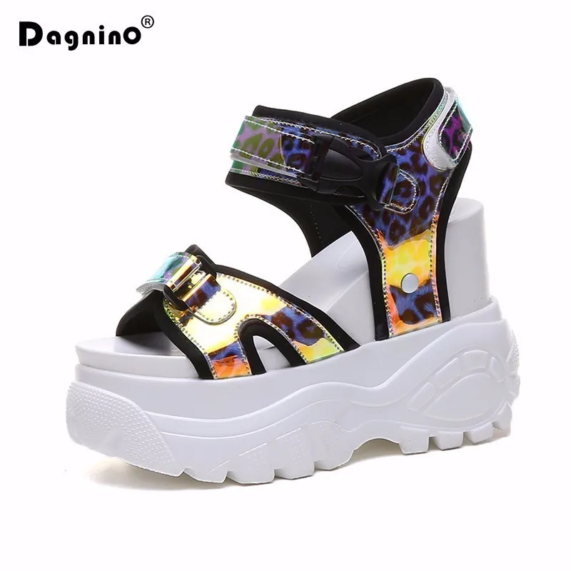 Женские сандалии на высоком каблуке модные кроссовки платформе 11 см пляжная