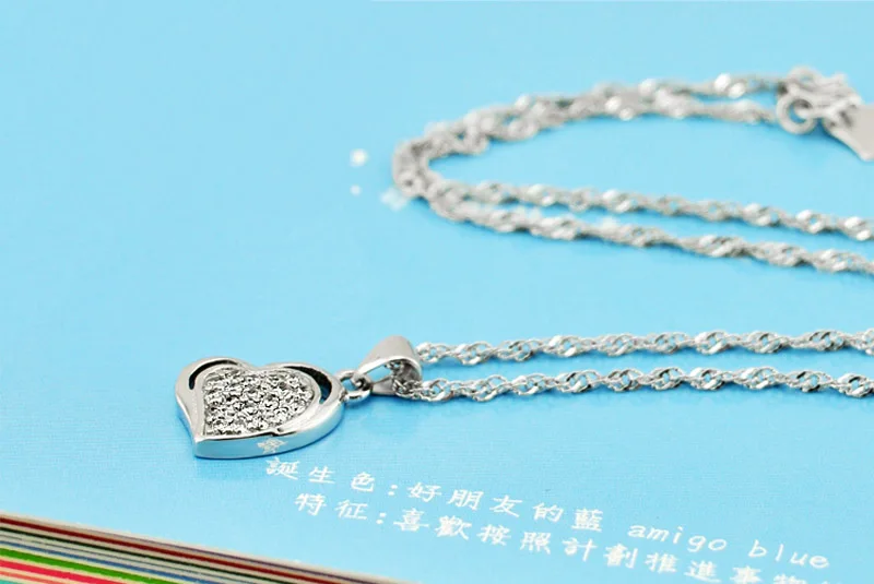 925 sterling silver necklaces women's jewelry fashion goddess gift Shiny sweet romantic heart-shaped necklace. | Украшения и