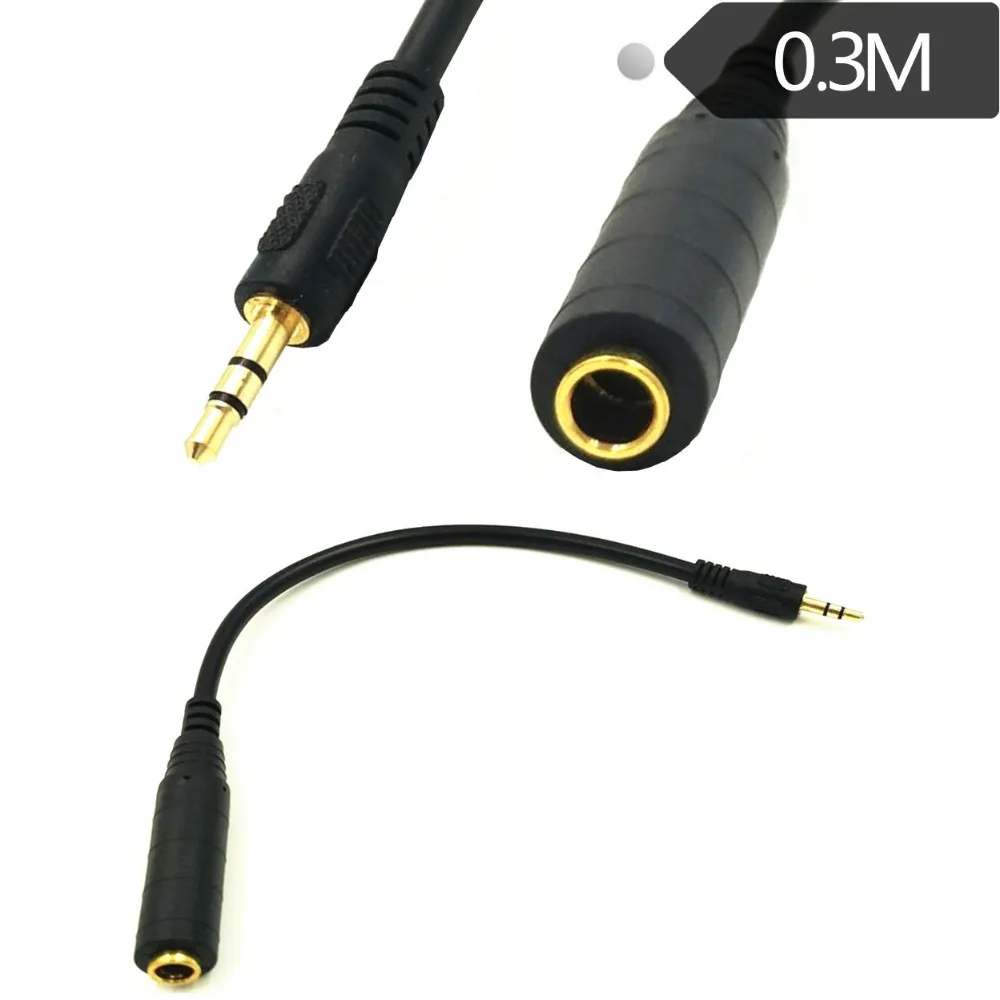 6 35 Женский до 3 5 штекер Jack стерео Hifi Mic аудио кабель удлинитель 30 см короткий мм