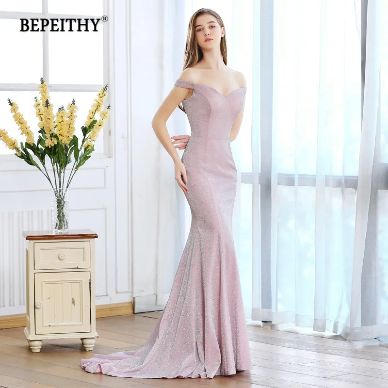 BEPEITHY Русалка с открытыми плечами Длинные Выпускные платья Vestido De Festa винтажное