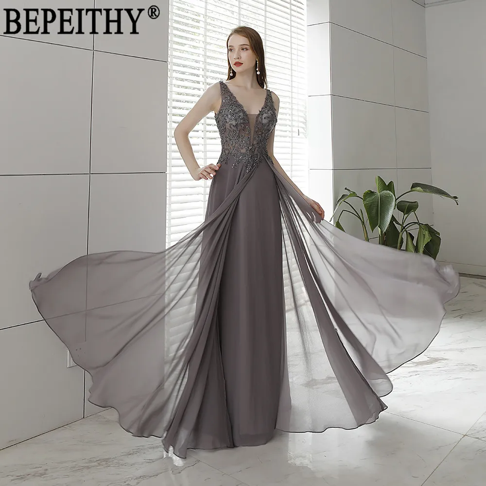 BEPEITHY vestido de festa, дизайн, v-образный вырез, аппликация, бисер, Длинное Элегантное платье, вечерние платья