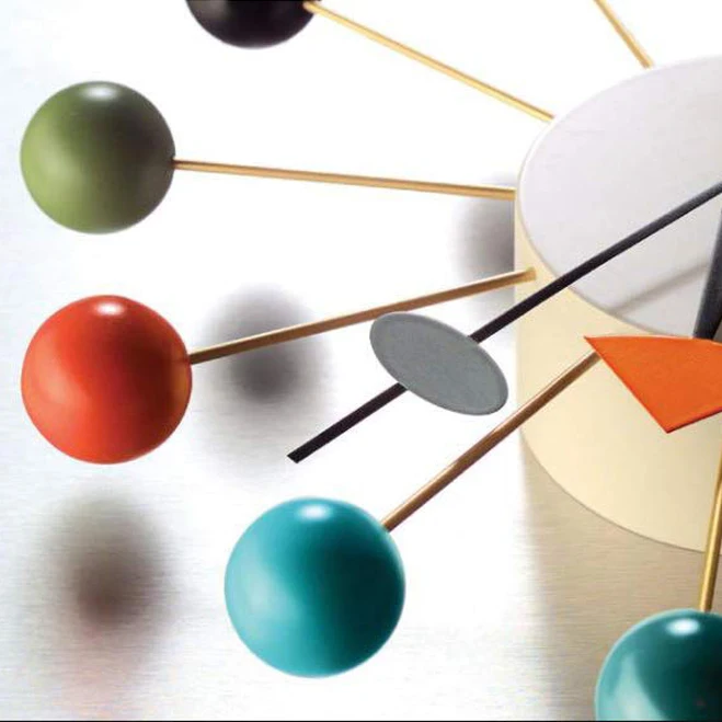 

Simple Colorful Ball Modern Clock Art Simulation Sport Decorative Candy Wall Clock Mixed Color Metal + Solid Wood Ball