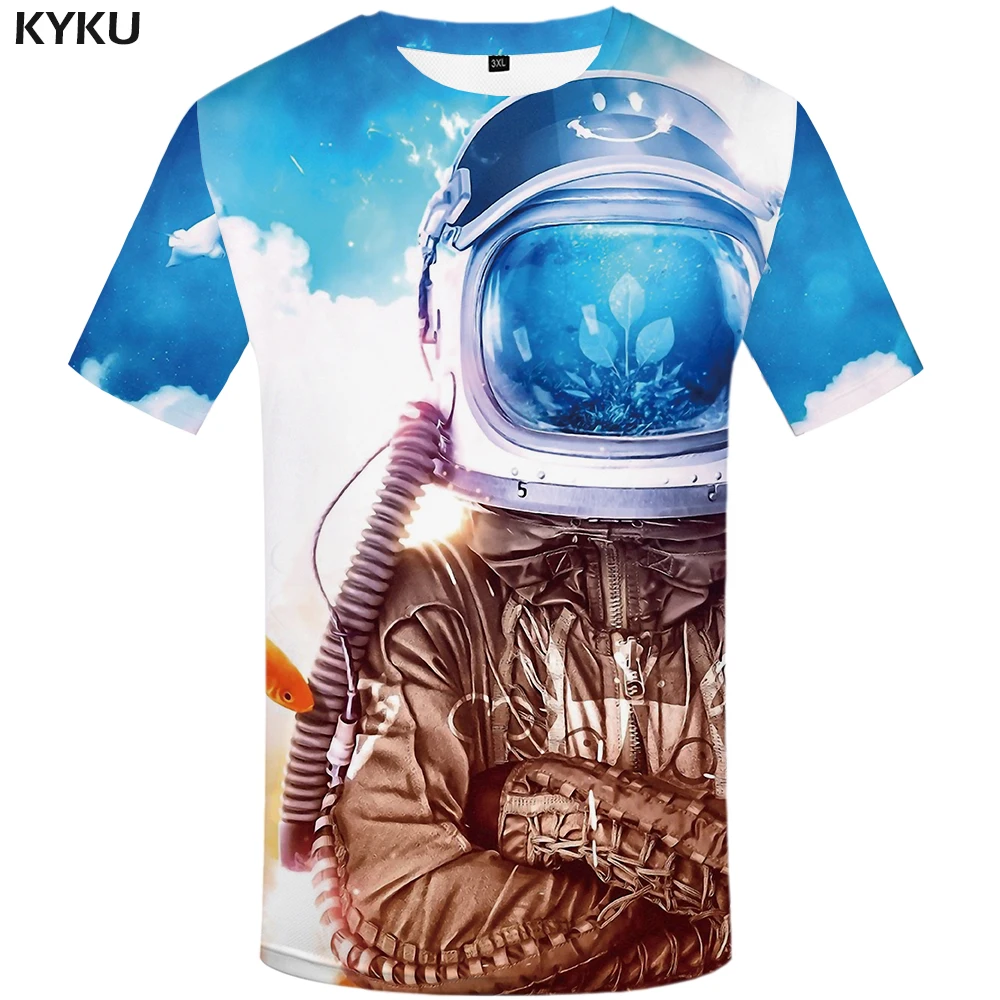 Футболка KYKU Astronaut Мужская футболка с металлическим принтом космическим